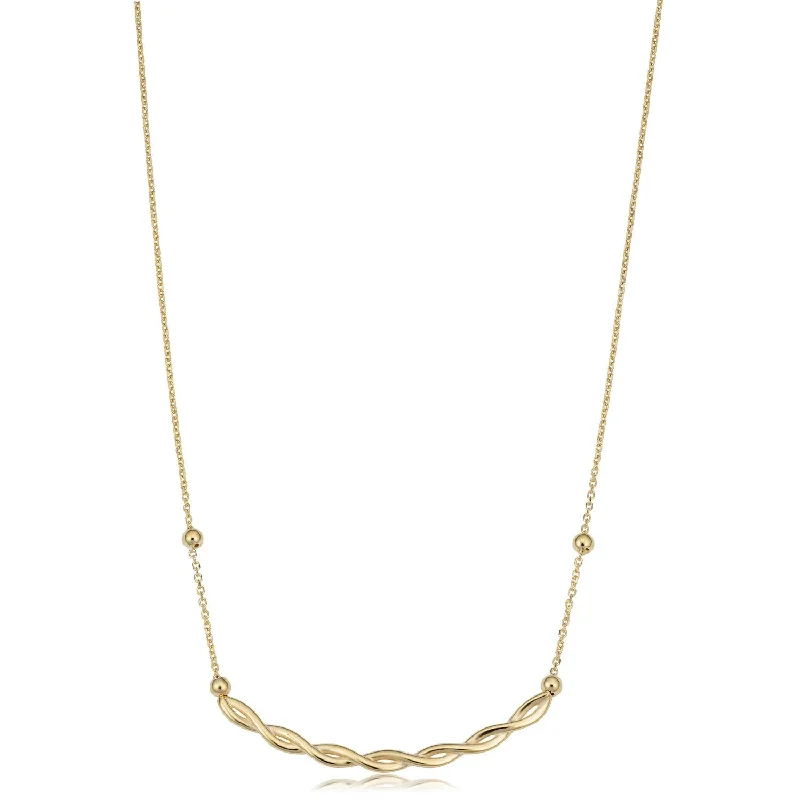 Classic Pearl Necklace-14KT Yellow Gold 18-inch Twist Bar Necklace