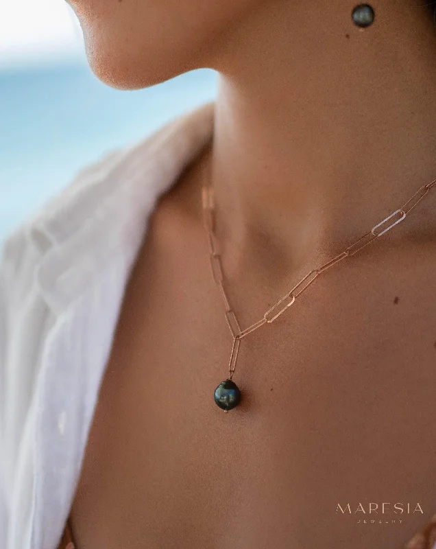 Rose Gold Necklace-Tahitian Pearls necklace ~ Gold Vermeil, Rose gold Vermeil or Sterling Silver ~ MN155