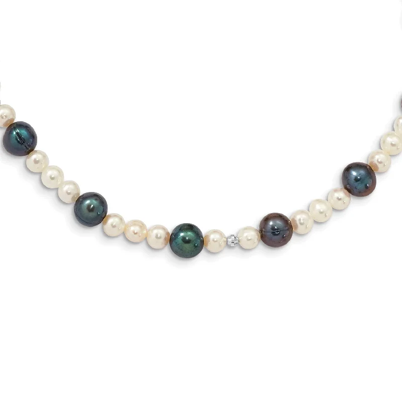 Fashionable Pearl Necklace-Semi-Round Pearl 18-inch Necklace in 14KT White Gold