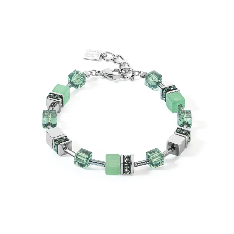 Adjustable Metal Bracelet-Coeur De Lion GeoCUBE® Iconic Precious Green Bracelet