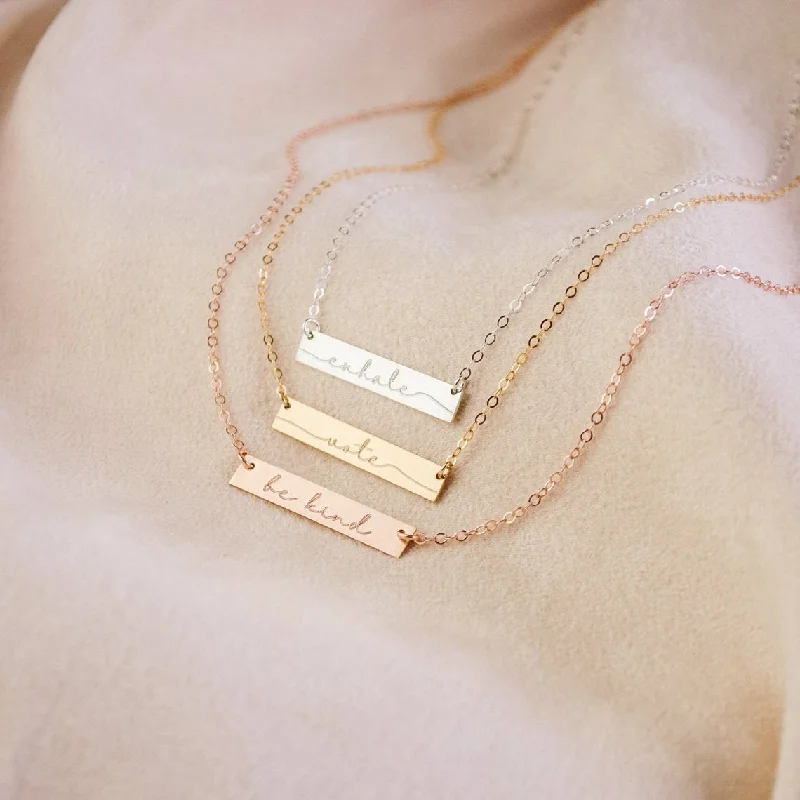 Gold Bar Necklace-Custom Bar Necklace, Inspirational Word, Minimalist bar necklace