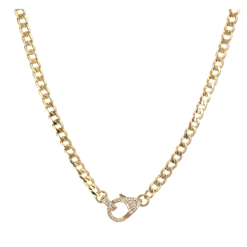 Stylish Heart Necklace-Diamond Clasp Chain