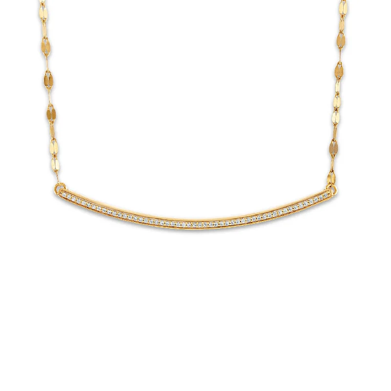 Customizable Pendant Necklace-1/7 CTW Diamond Curved Bar Necklace in 10KT Yellow Gold