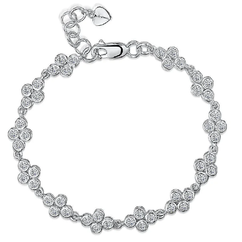 Engraved Silver Bracelet-Bubbles of Zirconia Bracelet