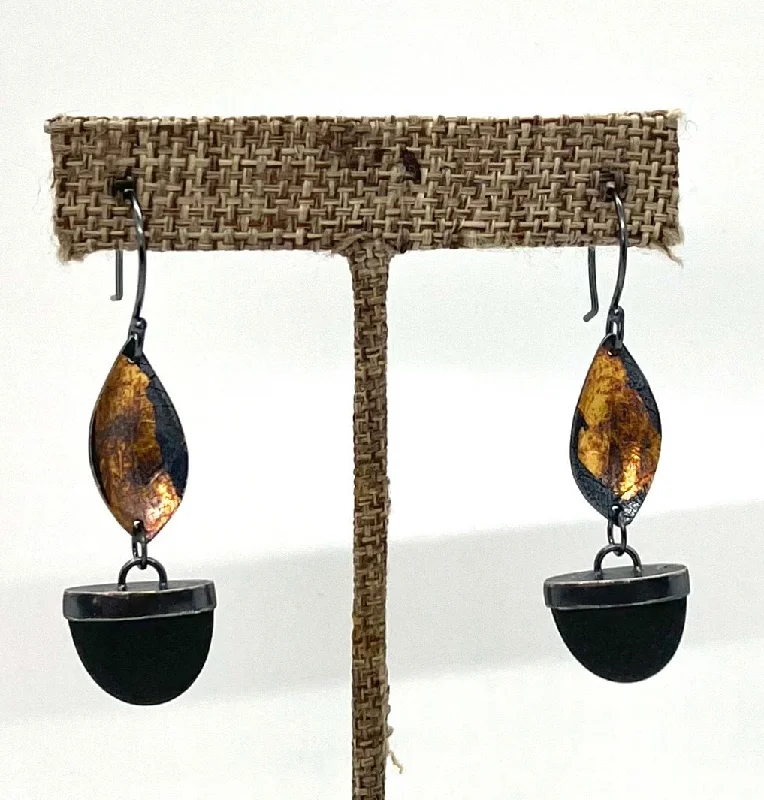 Stylish Drop Earrings-Leaf and Rock Earrings