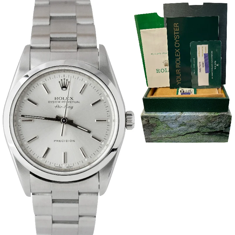 Classic Quartz Watch for Men-2014 RSC Rolex Oyster Perpetual Air-King 34mm Silver Oyster Steel Watch 14000