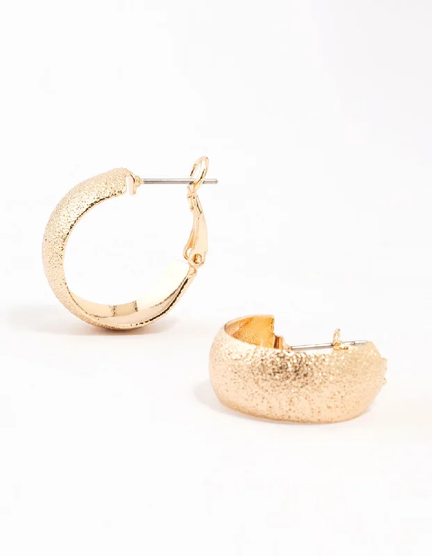 Cool Cuff Earrings-Gold Foil Wide Hinge Hoop Earrings