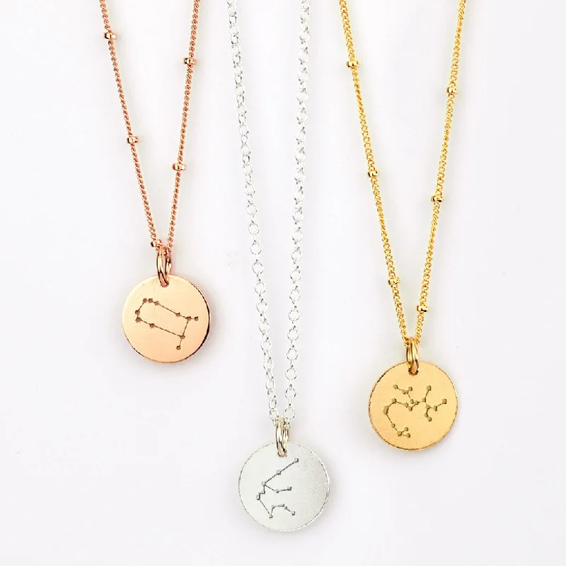 Large Crystal Necklace-Zodiac Constellation Necklace • Silver, Gold or Rose Gold