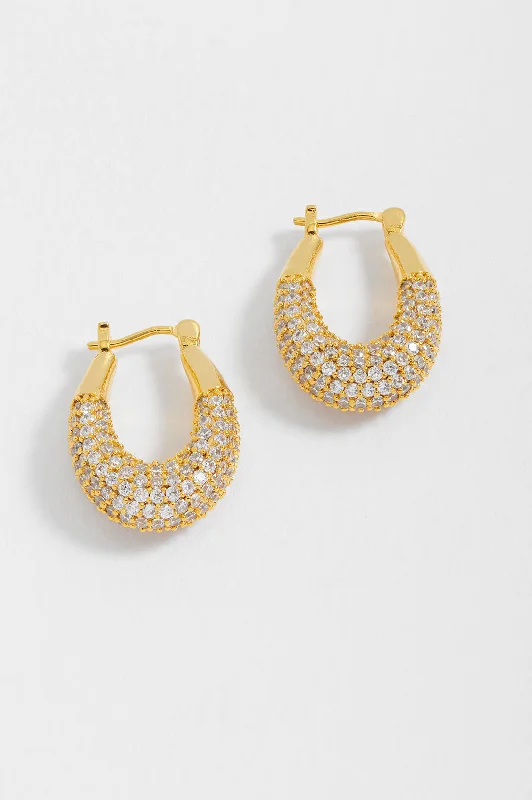 Simple Crystal Earrings-CZ Chubby Oval Hoops