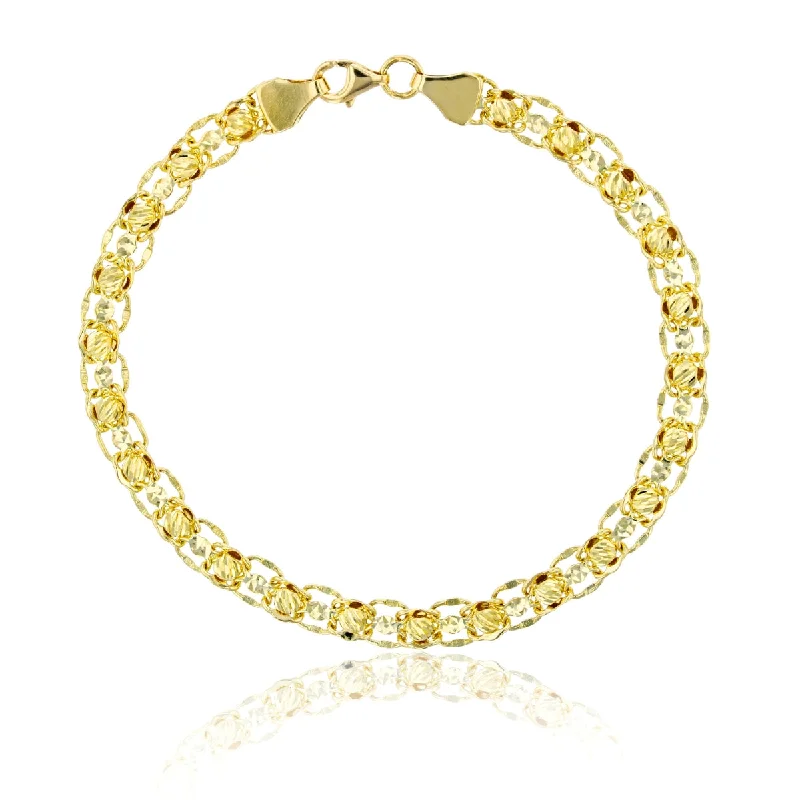 Boho Beaded Necklace-10KT Yellow Gold 17.75-inch 5.3MM Diamond-cut Beaded Necklace