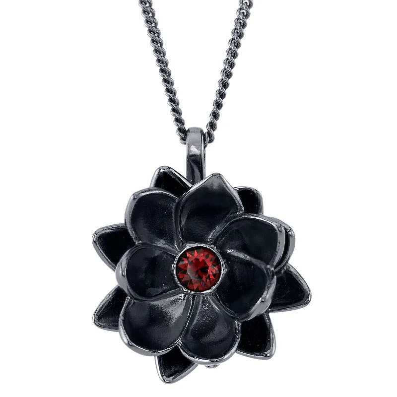 Romantic Heart Necklace-Magic: The Gathering X RockLove Black Lotus Crystal Necklace