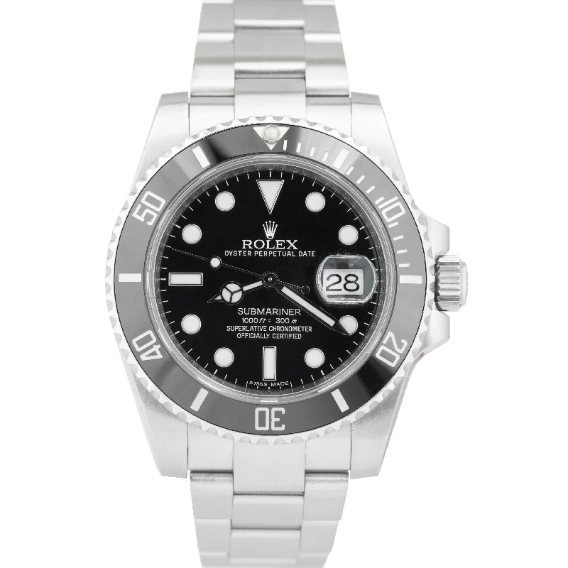 Women's Fashion Watch-Rolex Submariner Date Stainless Steel Black Ceramic 40mm Dive Watch 116610 LN