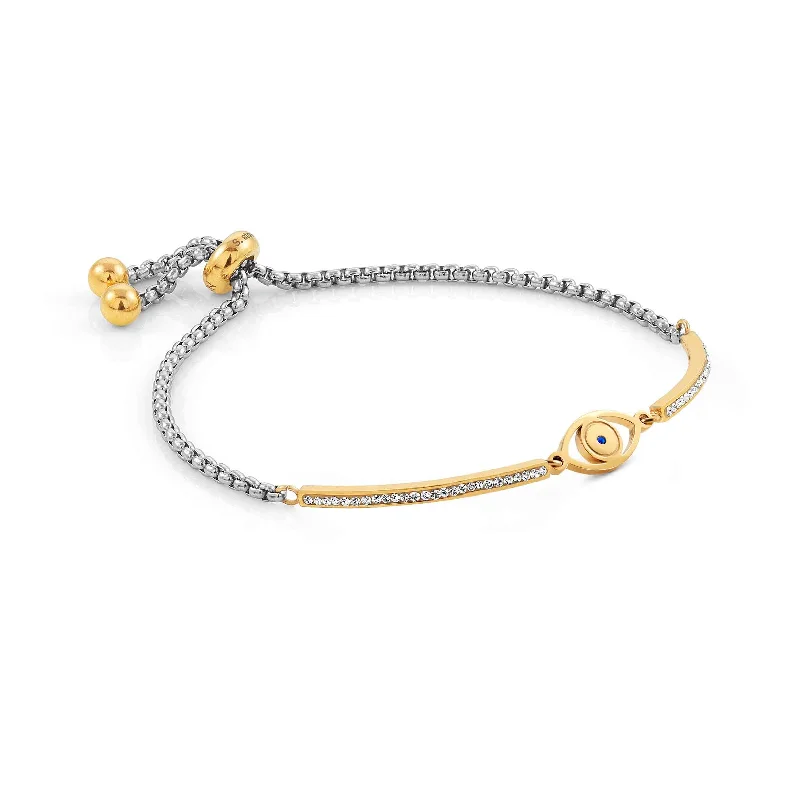 Geometric Gold Bracelet-Nomination Milleluci Gold Greek Eye Bracelet