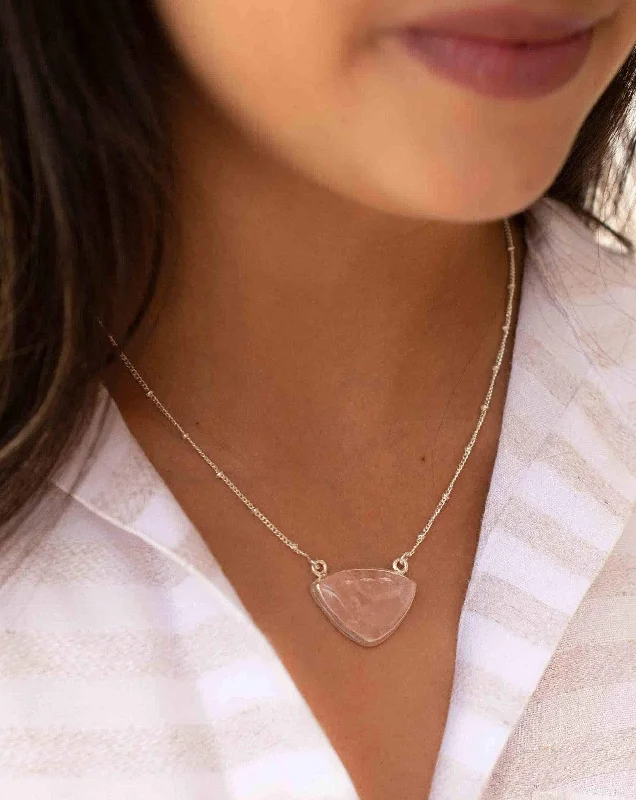 Cute Gold Necklace-Bruna Necklace ~Rose quartz ~Sterling Silver 925 ~ MN091