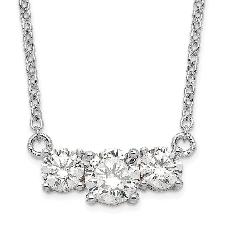 Shiny Crystal Necklace-Sterling Silver Cubic Zirconia 16.5-inch Lobster Clasp Necklace