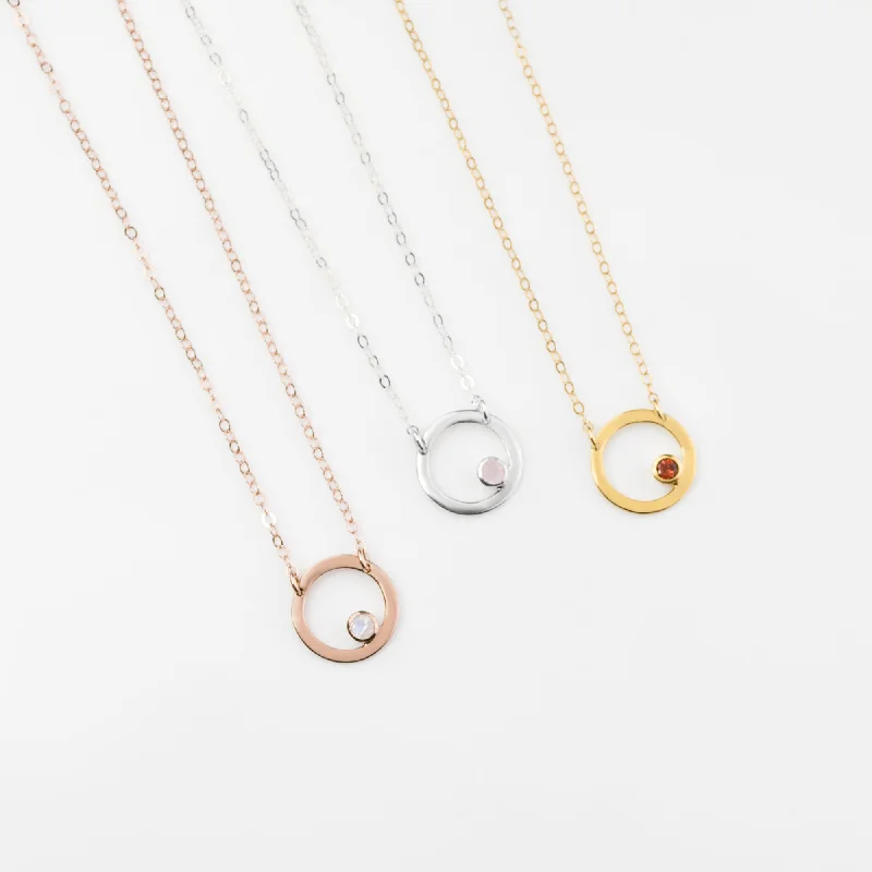 Luxury Gold-Plated Necklace-Personalized Birthstone Minimalist Circle Pendant Necklace