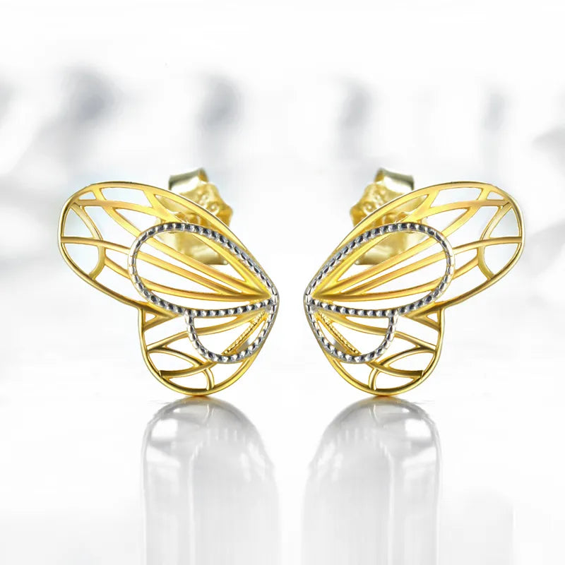 1 Pair Sweet Butterfly Sterling Silver Plating Hollow Out 14k Gold Plated Silver Plated Ear Studs