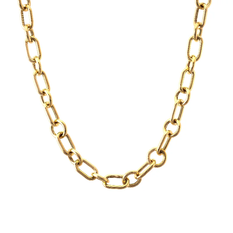 Unique Gold Necklace-Oval Round Chain