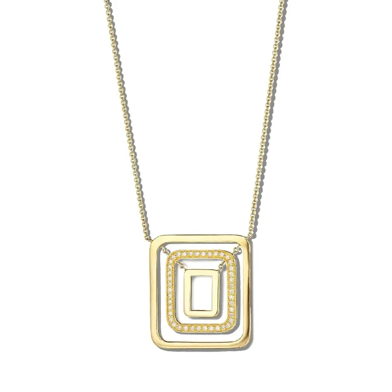 Vintage Gold Necklace-Piece Square Swing Necklace - Medium