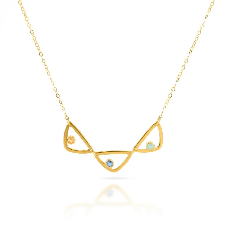 Double Layer Necklace-Eden Series Custom Birthstone Minimalist Triangle Pendant Necklace