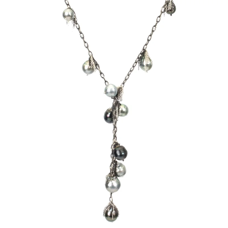 Personalized Name Pendant Necklace-Tahitian Pearl Lariat