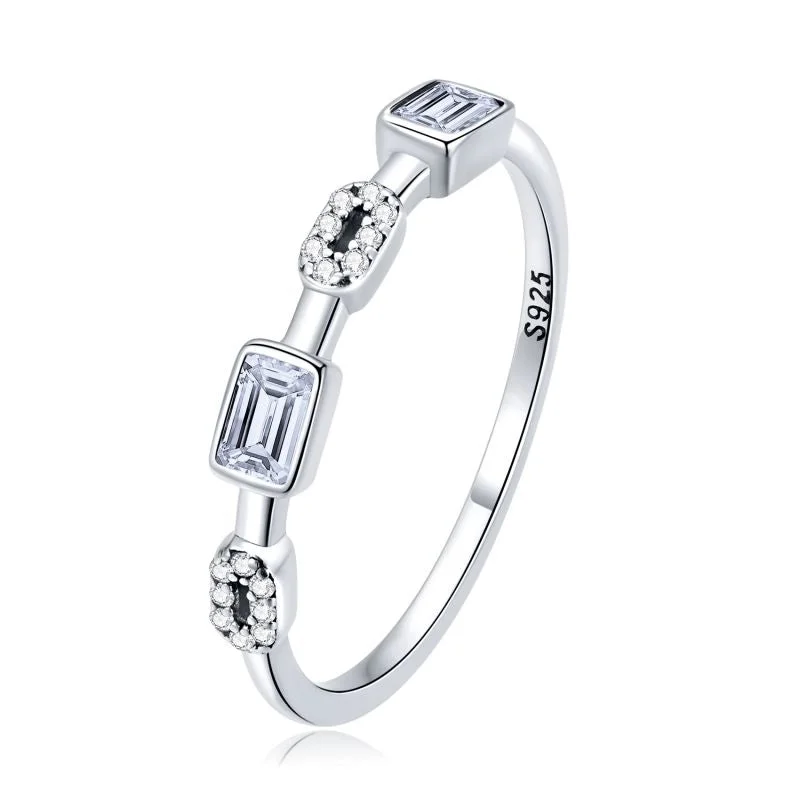 Chain Square Zirconium Ring-7