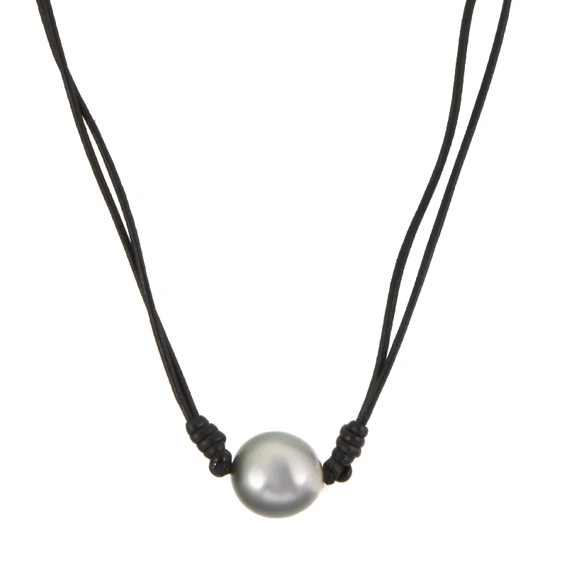 Crystal Necklace-Pearl Leather Necklace