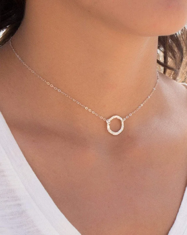 Personalized Pendant Necklace-Circle Necklace Choker ~Sterling Silver 925 - MN023