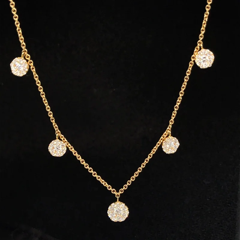 Simple Silver Chain Necklace-Diamond Eternity Halo Station Necklace in 18k Yellow Gold - (#46-HLDIA000495)