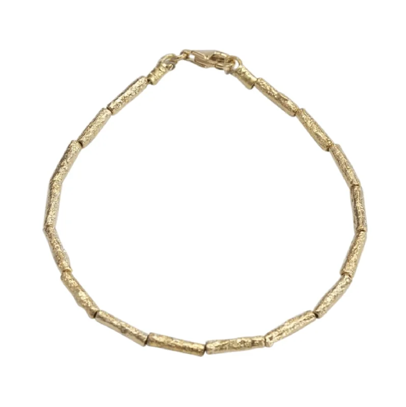 Elegant Chain Link Bracelet-Gold Textured Tunnel Bracelet