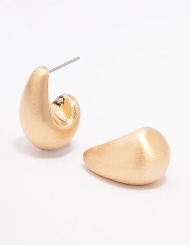 Antique Silver Earrings-Gold Large Smooth Teardrop Earrings