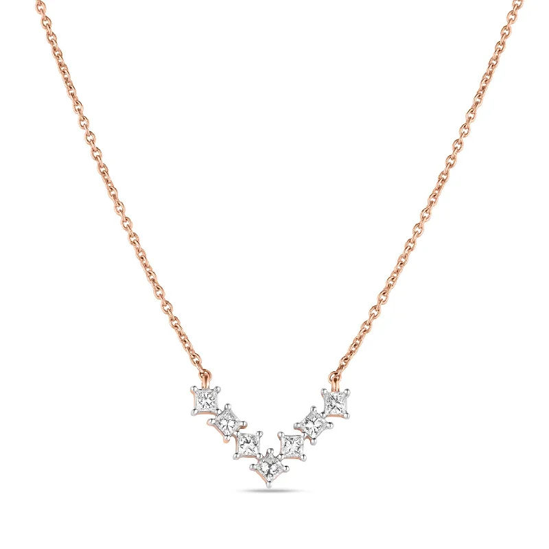 Adjustable Crystal Necklace-Fancy Cut V diamond Necklace