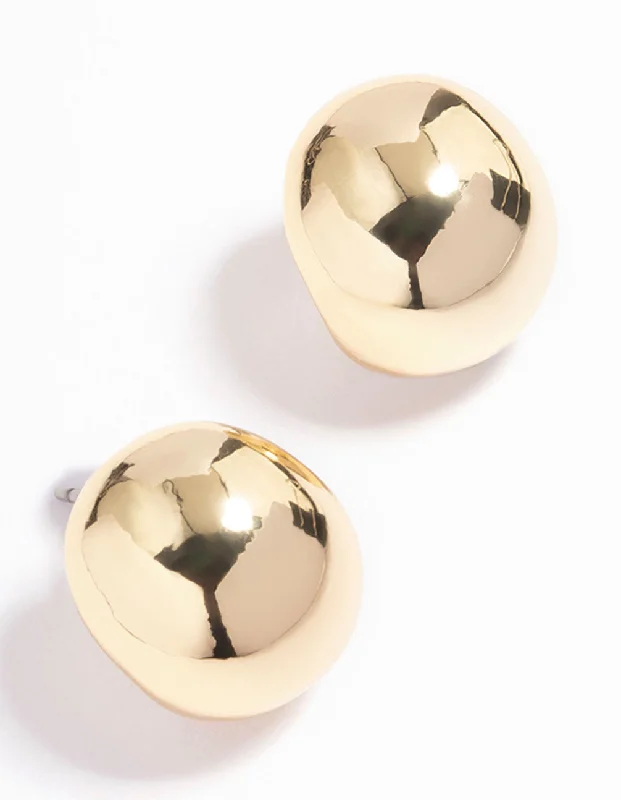 Diamond Drop Earrings-Gold Plated Mini Ball Stud Earrings