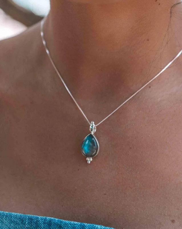 Customizable Heart Pendant Necklace-Olivia Necklace ~ Larimar, Labradorite and Moonstone ~ Sterling Silver ~ MP007