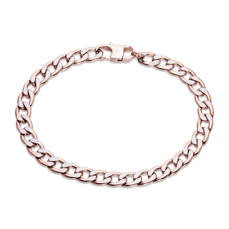 Dainty Charm Bracelet-Unique & Co Rose Gold Steel Chain Bracelet