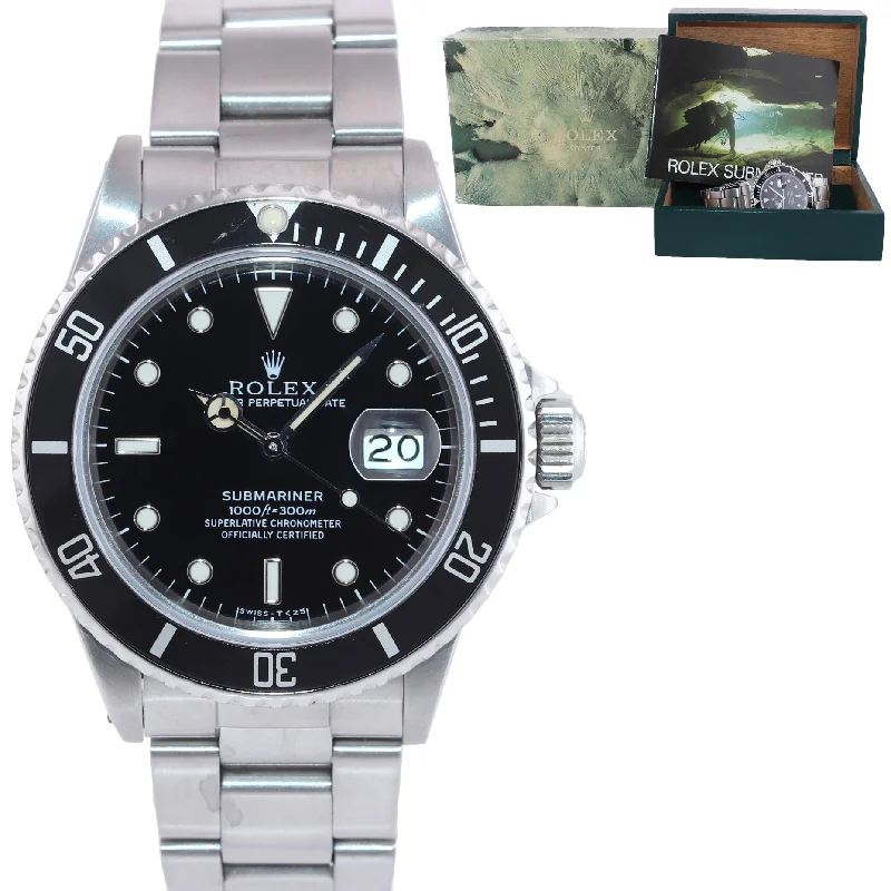 Men's Fashion Watch with Date Display-Rolex Submariner Date 16800 Steel Black 40mm Dive Watch Box