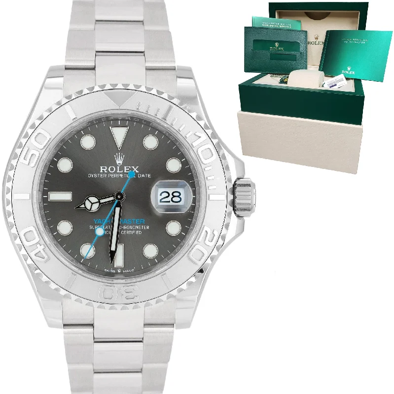 Trendy Waterproof Watch for Men-MINT 2020 Rolex Yacht-Master 40mm Dark Rhodium Stainless Oyster Watch 126622 B+P