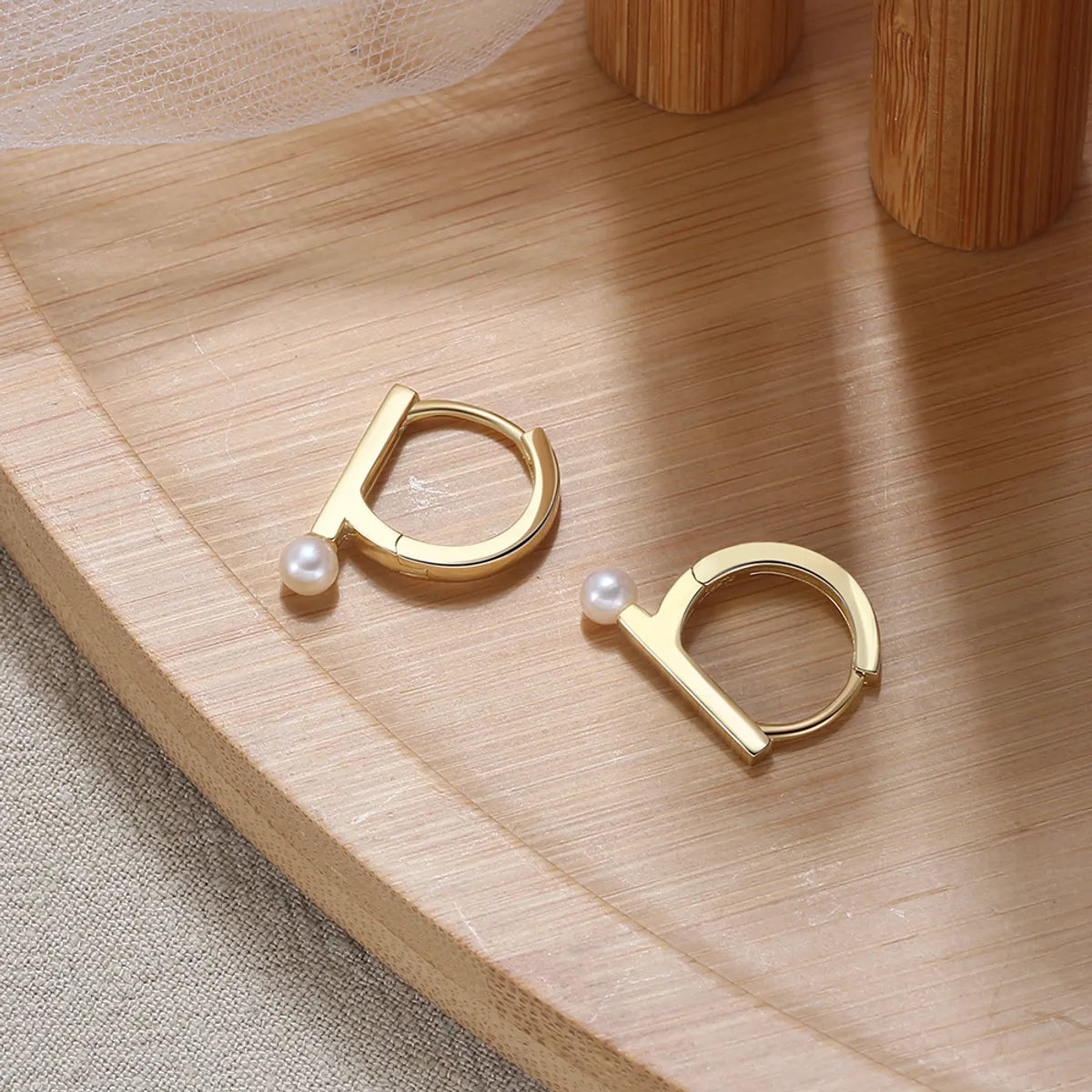 1 Pair Elegant Modern Style Letter Plating Sterling Silver 14k Gold Plated Ear Studs