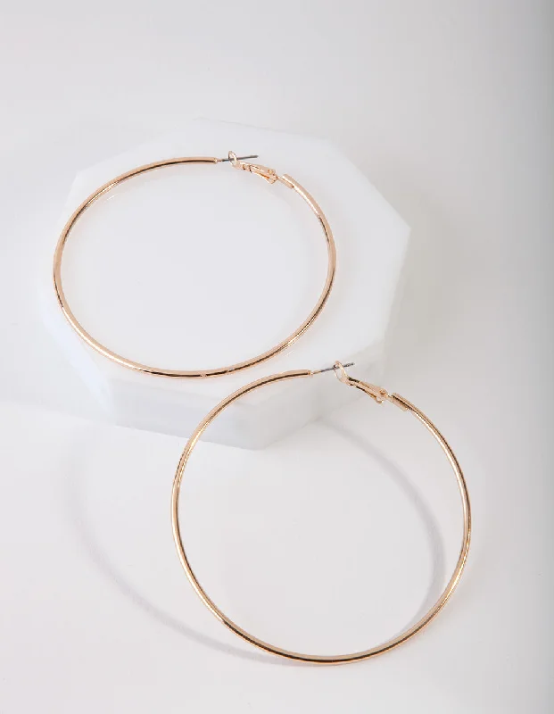 Retro Earrings-Gold Classic Tube Hoop Earrings