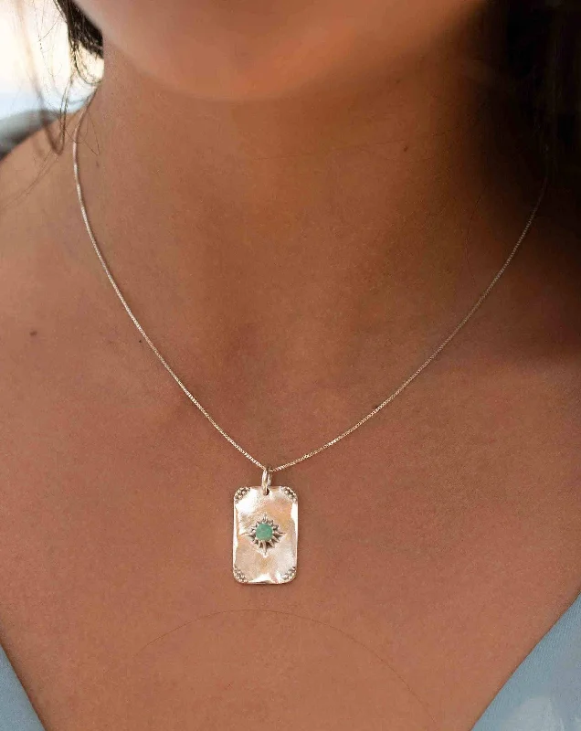 Layered Crystal Necklace-Sara Pendant ~ Turquoise or Moonstone ~ Sterling Silver 925  ~ MN082