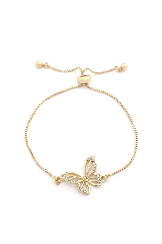 Gold Rope Bracelet-Butterfly Charm Bracelet