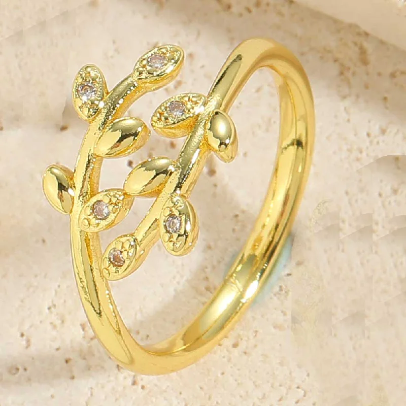 Leaf Zircon Ring