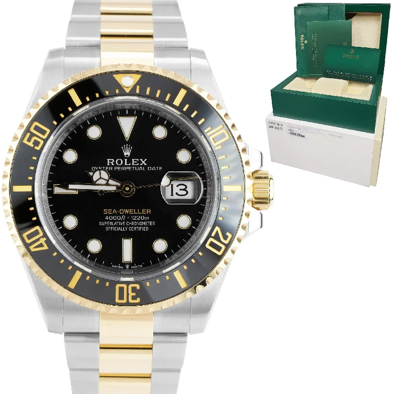 High-End Automatic Watch for Women-NEW 2021 Rolex Sea-Dweller 43mm Two-Tone Steel Yellow Gold Black Watch 126603