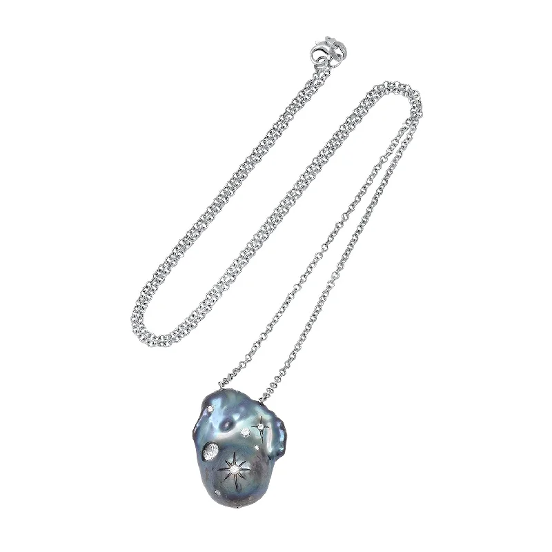 Elegant Sapphire Pendant Necklace-Galaxy Pearl Necklace