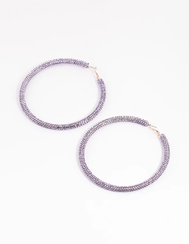 Triangular Earrings-Rose Gold Pave Hoop Earrings