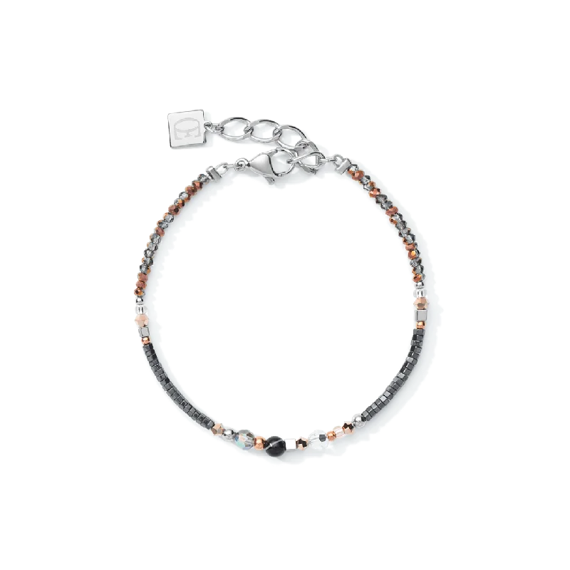 Custom Bracelet for Friends-Coeur De Lion Grey-Crystal Striped Onyx & Swarovski® Crystals Amulet Bracelet