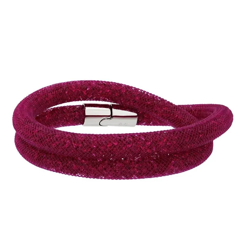 Customizable Gemstone Cuff-Swarovski Women's Bracelet - Stardust Double Fuchsia Small | 5102547