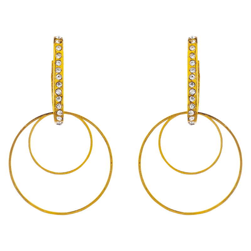 Handmade Gold Earrings-DOUBLE LASSO EARRINGS