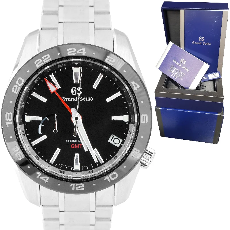 Luxury Watch with Date Function-2021 Grand Seiko Sport GMT 40.5mm Stainless Black Spring Drive Watch SBGE253 B+P