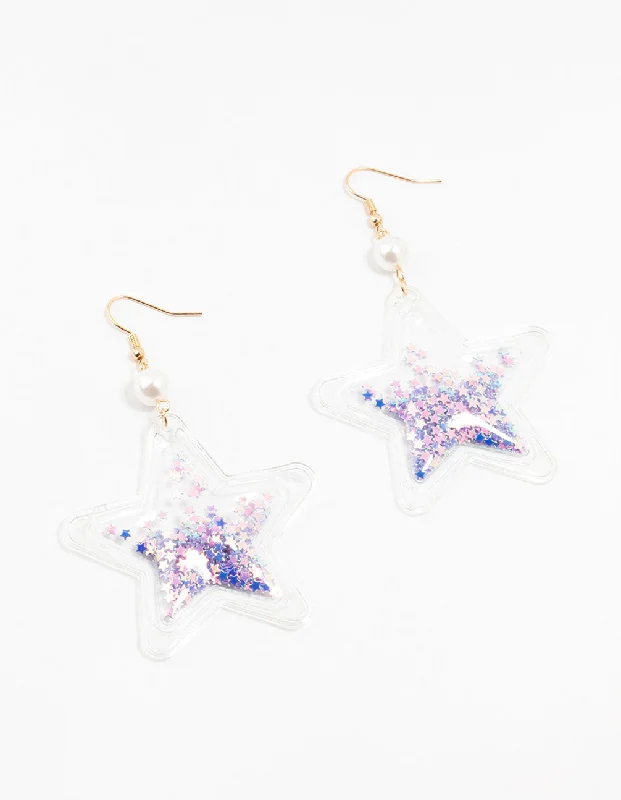 Natural Stone Earrings-Purple Star Shaker Drop Earrings